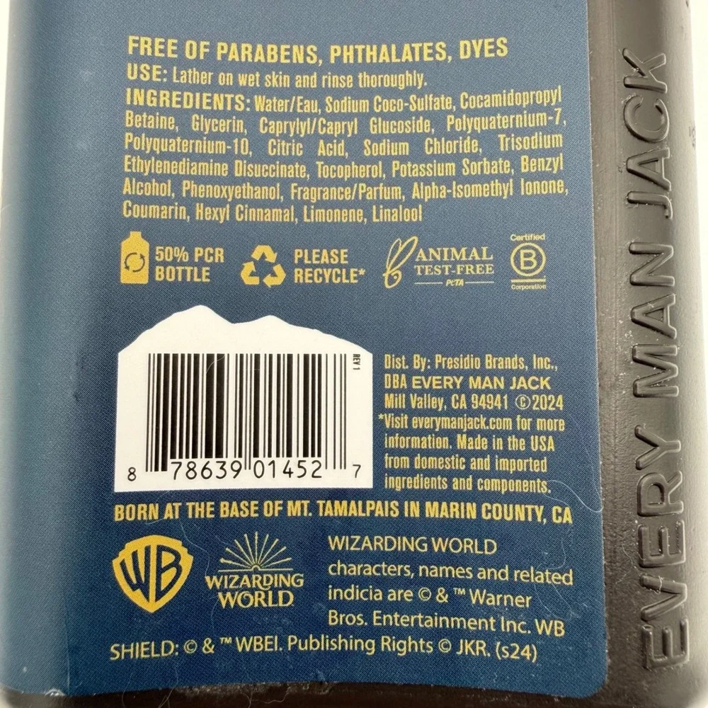 Every Man Jack Body Wash Harry Potter 13.5oz Forbidden Forest NEW